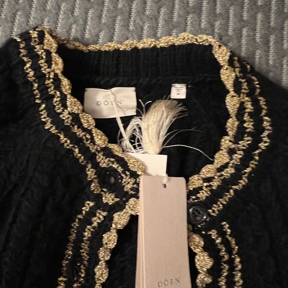 NWT Doen Tamara Black Cable Knit Cardigan - Picture 3 of 4